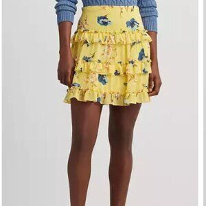 NEW Lauren Ralph Lauren Womens 2 Ruffled Mini skirt Yellow